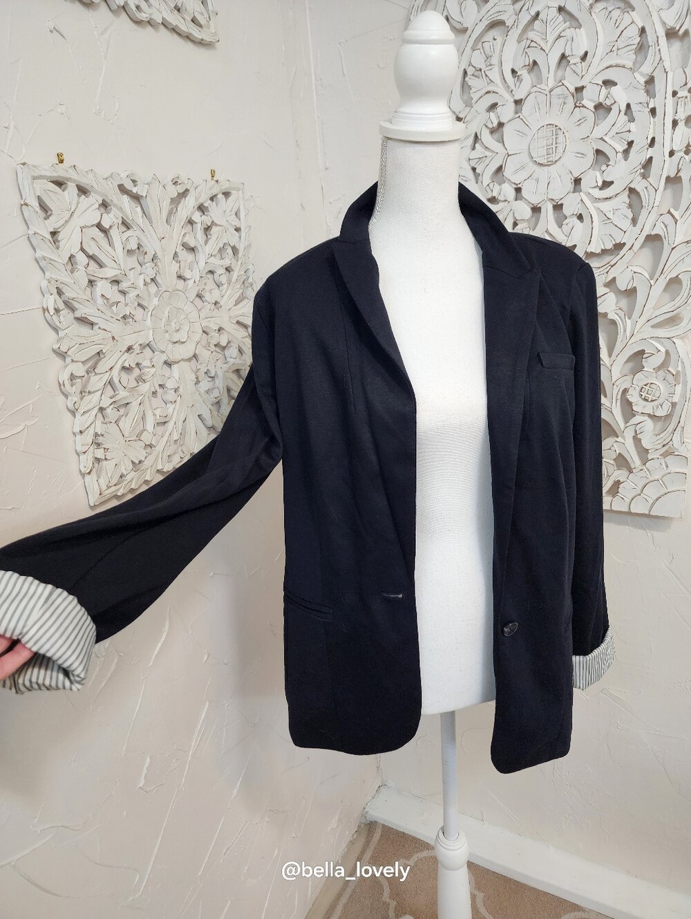 NWT Black Women's Single-Button Blazer Jacket - Picture 3 of 6